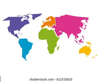 Simplified World Map Vector Simplified World Map Divided Six Continents Stock Vector (Royalty Free)  611510633 | Shutterstock