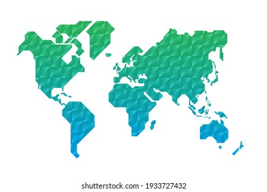 Simplified world map drawn with sharp straight lines 
