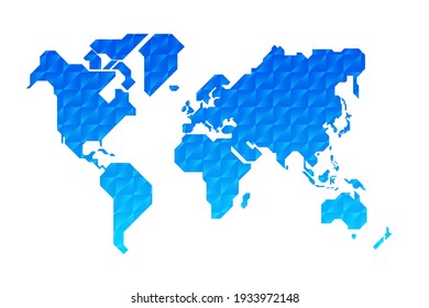 Simplified world map drawn with sharp straight lines 
