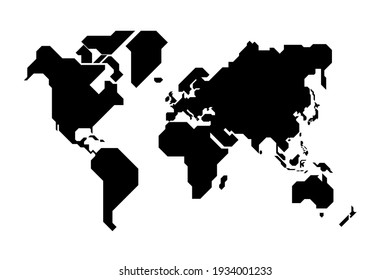 Mapa del mundo simplificado dibujado con líneas rectas nítidas 
