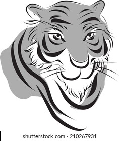 simplify  chinese ink paint style tiger