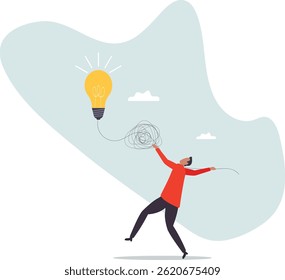 Simplifique a ideia de negócios complexa, desenrole ou resolva o problema de negócios, solução para a situação caótica bagunçada.personagem para design.
