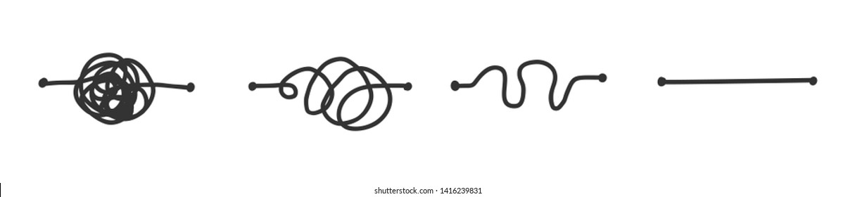 Simplify concept streamlining process straight and curve line vector illustration isolated on white