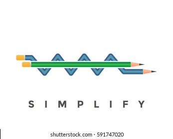 Simplify Conceptual Poster With Pencil Explanation. From Complex To Simple Idea / Pencil Diagram. Invention Process.