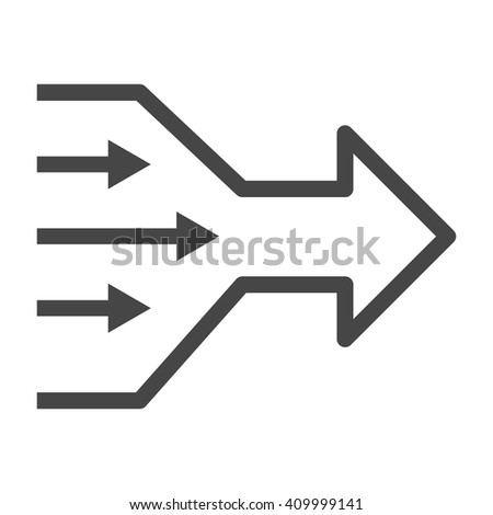 Simplify icon with arrows explanation. From complex to simple arrow diagram. Invention process icon.