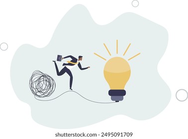 Simplify idea to find solution, thinking process or creativity to solve problem, discover easy way to understand concept,flat design.illustration with people.