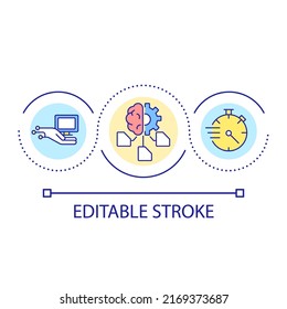 Simplify and speed up program development loop concept icon. Software engineering tools abstract idea thin line illustration. Isolated outline drawing. Editable stroke. Arial font used