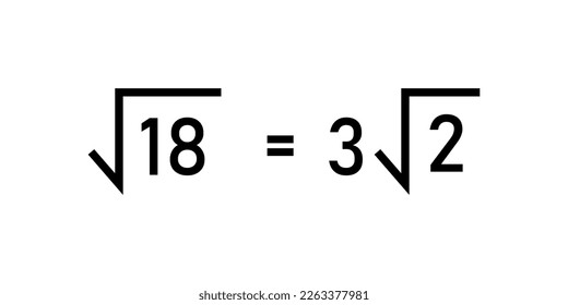 Simplificar el número de raíz cuadrada. Raíz cuadrada o símbolo radical en matemáticas.