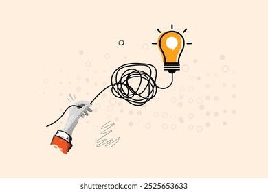 Simplify untangle or solve business problem. Collage Art Vector illustration . Creative concept for web banner, social media banner