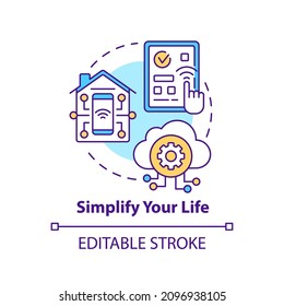 Simplify your life concept icon. Hightech. Automation advantages abstract idea thin line illustration. Isolated outline drawing. Editable stroke. Roboto-Medium, Myriad Pro-Bold fonts used