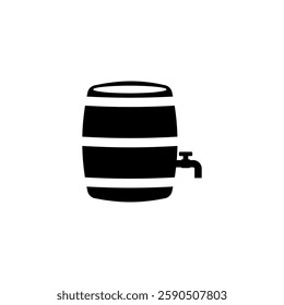 Simplistic black barrel silhouette with tap icon.