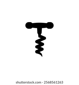 Simplistic black corkscrew vector icon for kitchenware and bar themes.