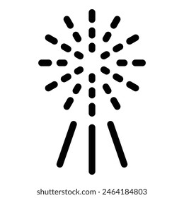 Simplistic black icon of a firework display, ideal for festive design elements