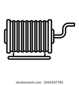 Simplistic black line icon of a cable or wire spool, perfect for various industrial themes