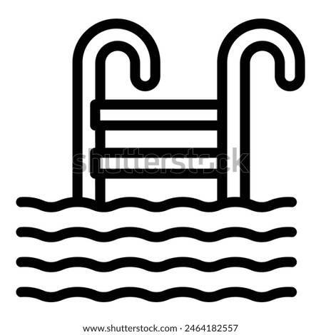 Simplistic black line icon depicting a pool ladder for easy access to swimming pools