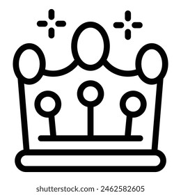 Simplistic black line illustration of a royal crown, isolated on white, suitable for various designs