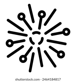 Simplistic black starburst or sunburst vector pattern on a white background