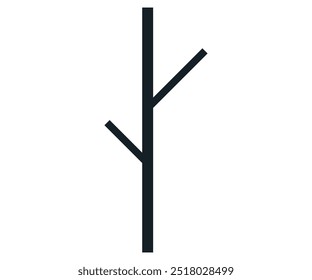 A simplistic black tree-like figure featuring a vertical line with two diagonal branches extending from it, set against a white background. Ideal for nature, minimalism, design, education, and