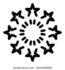 Simplistic black and white abstract star circle pattern vector illustration with symmetrical geometric shape design, perfect for modern background, branding, and decorative elements