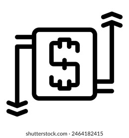 A simplistic black and white illustration depicting financial growth with a dollar symbol