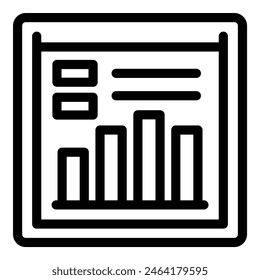 Simplistic black and white line art icon depicting a bar graph, suitable for business and statistical content