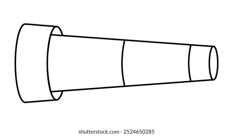 Simplistic black and white line art of a telescope. Ideal for space exploration, navigation, maritime themes, astronomy, and adventure. Minimalist design can be used in educational or informative