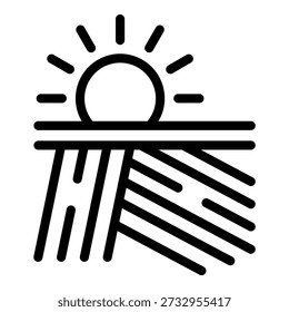 Simplistic black and white line art of a sunrise symbol, ideal for logos and minimalist designs