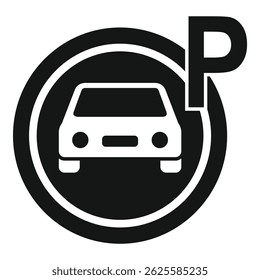 Simplistic black and white parking sign with a car symbol indicating a parking area