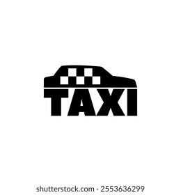 Simplistic black and white taxi cab vector icon.