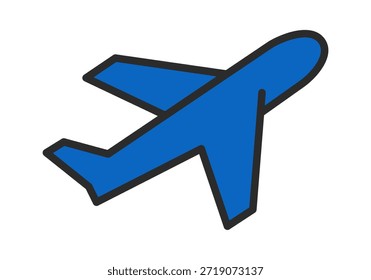 Una ilustración de avión azul simplista con contornos audaces, perfecto para temas de viaje.