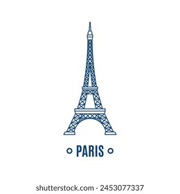 Simplistic blue line art of Eiffel Tower