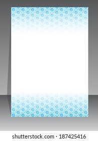 Simplistic brochure design with blue pattern background
