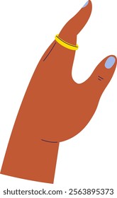 Simplistic depiction of a hand wearing a ring in vector format. Vector Illustration.