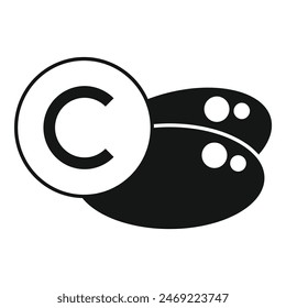 Simplistic design of a copyright symbol merged with a paw print in a monochromatic scheme