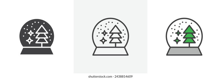 Simplistic Design Snow Globe Icons. Minimalist Winter Snowball Vector Collection.