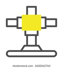A simplistic diagram shows a structured arrangement of geometric shapes. The yellow center stands out, emphasizing the interconnection and support provided by the structure.