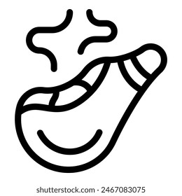 Simplistic digital illustration of a hot dog with steam lines, perfect for food themes