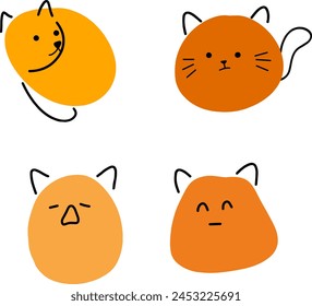 Simplistic Feline Moods: Hand-Drawn Cat Faces Collection