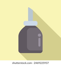 Simplistic flat design icon featuring a nasal spray bottle with a shadow effect on a yellow background