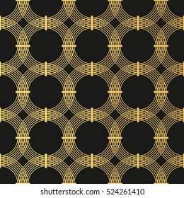 Simplistic  geometric seamless pattern with tangled circles, vector.