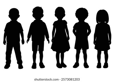 Simplistic Gesture Silhouettes of Children for Art
