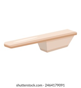 Simplistic graphic representation of an empty wooden shelf on a white background