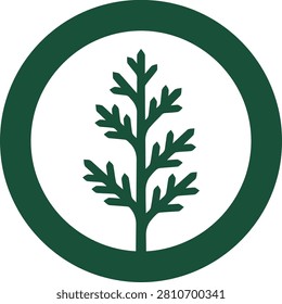 Simplistic green tree logo enclosed in a circular border, symbolizing nature and sustainability