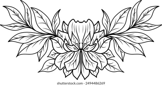 Simplistic Hand Drawn Flowers Vector Illustration Isolated In a White Background