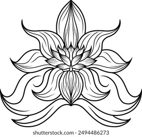 Simplistic Hand Drawn Flowers Vector Illustration Isolated In a White Background