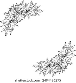 Simplistic Hand Drawn Flowers Vector Illustration Isolated In a White Background