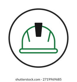 Un ícono de hardware simplista que ilustra los protocolos de construcción y enfatiza la importancia de la seguridad de los trabajadores en los sitios industriales. El diseño destaca las medidas preventivas necesarias para un