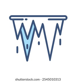 Simplistic icon of icicles, symbolizing cold weather and winter.