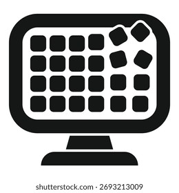 Simplistic icon illustration of a computer keyboard in black and white, suitable for web and graphic design