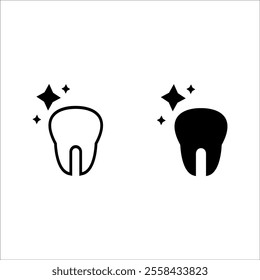  Simplistic icon of a tooth with sparkles indicating dental health.